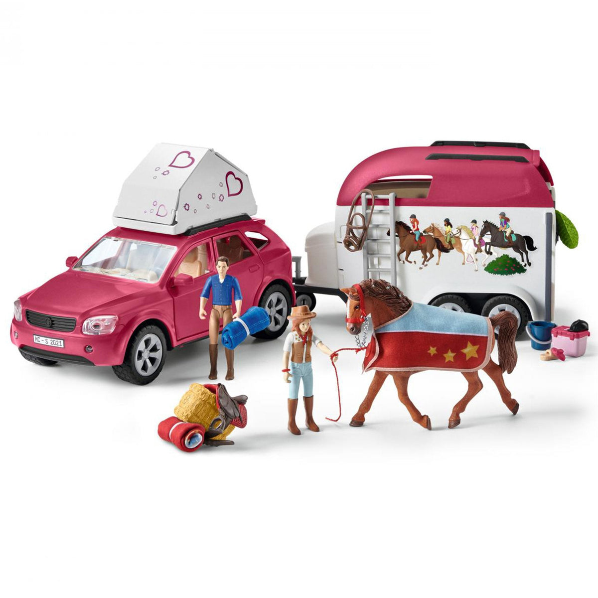 Schleich Adventure with Car and Horse Trailer-42535-Animal Kingdoms Toy Store
