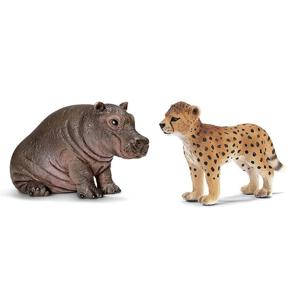 Wild Life Babies - Hippo and Cheetah-21037-Animal Kingdoms Toy Store