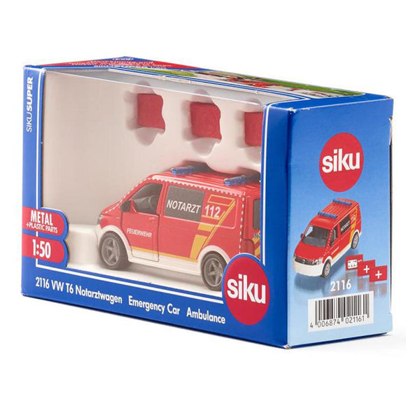 Siku VW T6 Fire Department Emergency Van-2116-Animal Kingdoms Toy Store