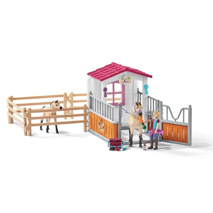 Schleich Horse Stall with Horses & Groom-42369-Animal Kingdoms Toy Store