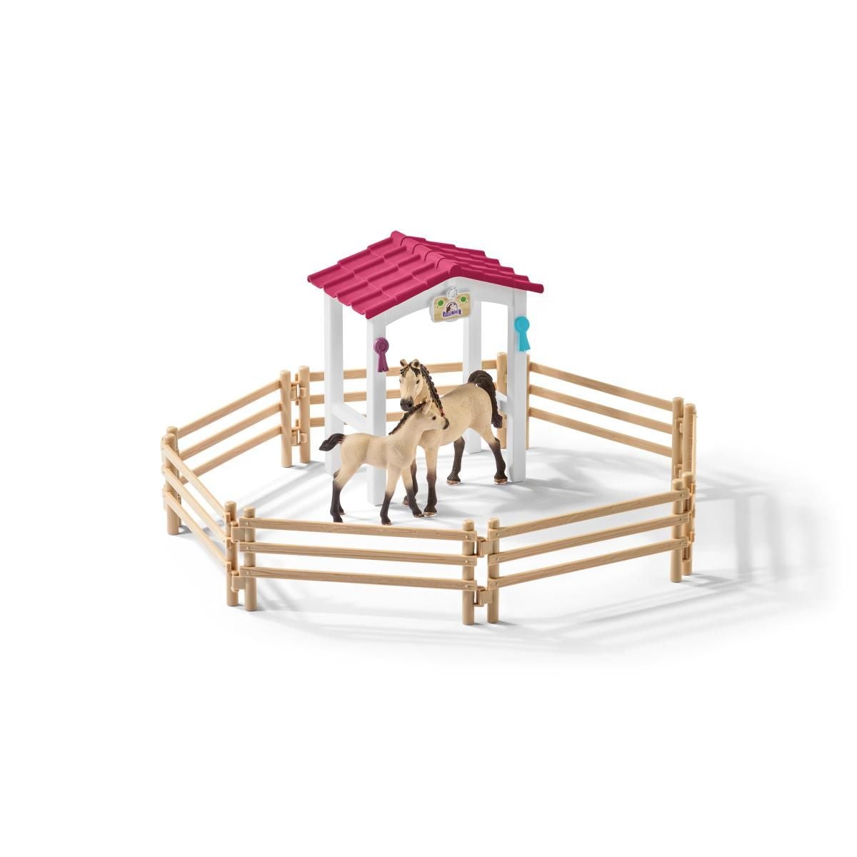 Schleich Horse Stall with Horses & Groom-42369-Animal Kingdoms Toy Store