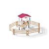 Schleich Horse Stall with Horses & Groom-42369-Animal Kingdoms Toy Store