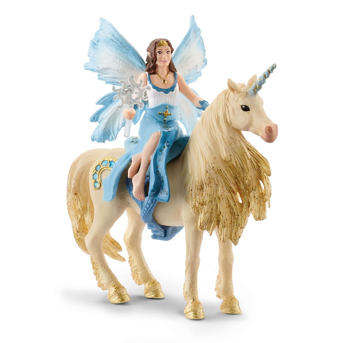 Schleich Eyela Riding On Golden Unicorn-42508-Animal Kingdoms Toy Store