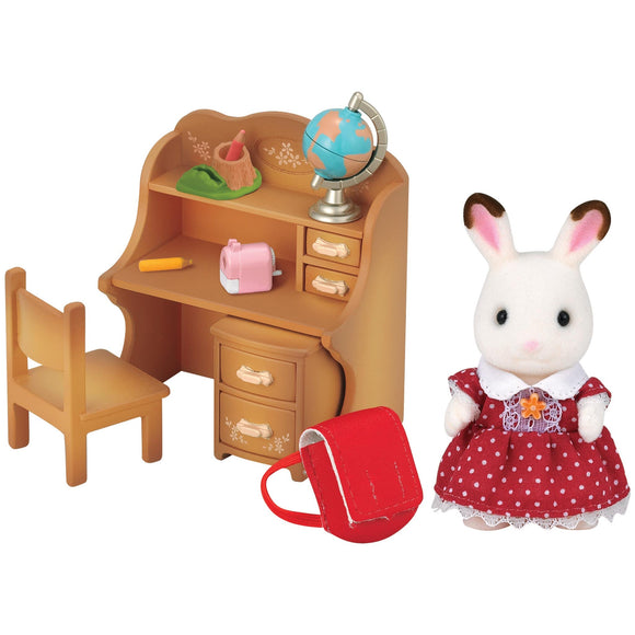 Sylvanian Families Set Sorella Coniglio Cioccolato – Freya Con Scrivania E Accessori Camera Da Letto, 5016