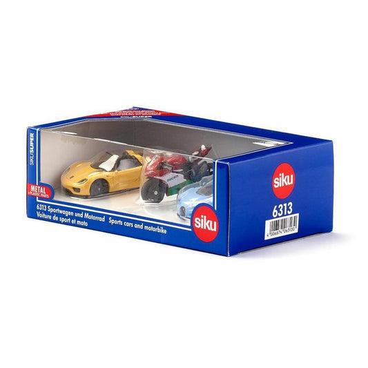 Siku 3pc Sports Car & Motorbike Set-SKU6313-Animal Kingdoms Toy Store