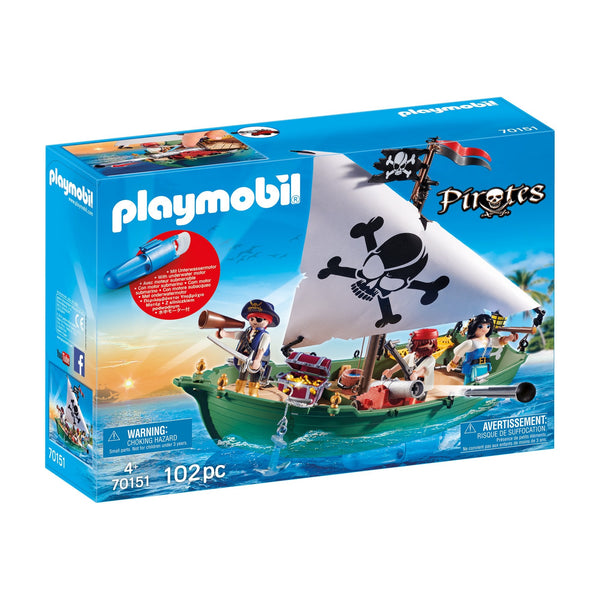 Playmobil Pirate Ship with Underwater Motor-70151-Animal Kingdoms Toy Store