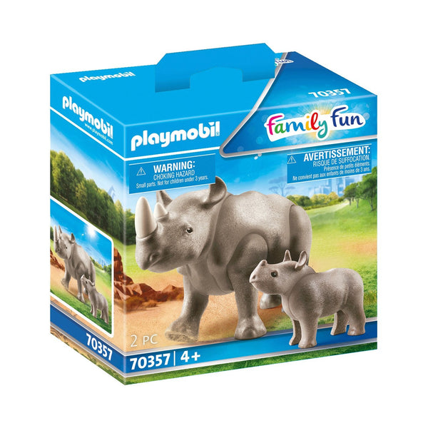 Playmobil Rhino with Calf-70357-Animal Kingdoms Toy Store