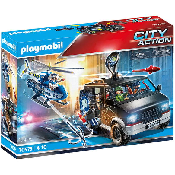 Playmobil Helicopter Pursuit with Runaway Van-70575-Animal Kingdoms Toy Store