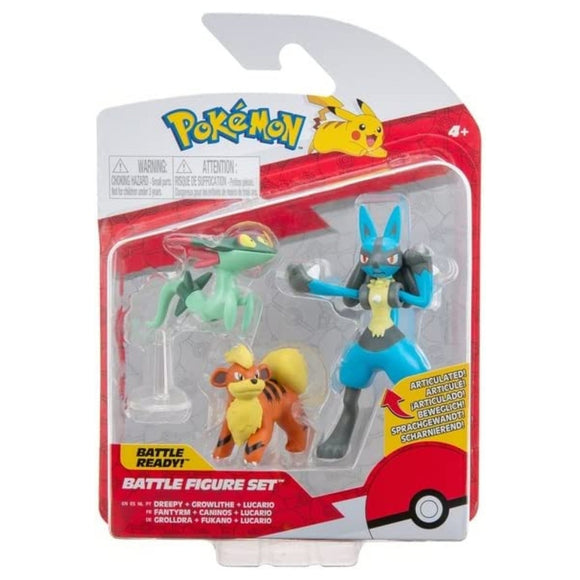 Pokemon Battle Figure Set - Dreepy, Growlithe & Lucario