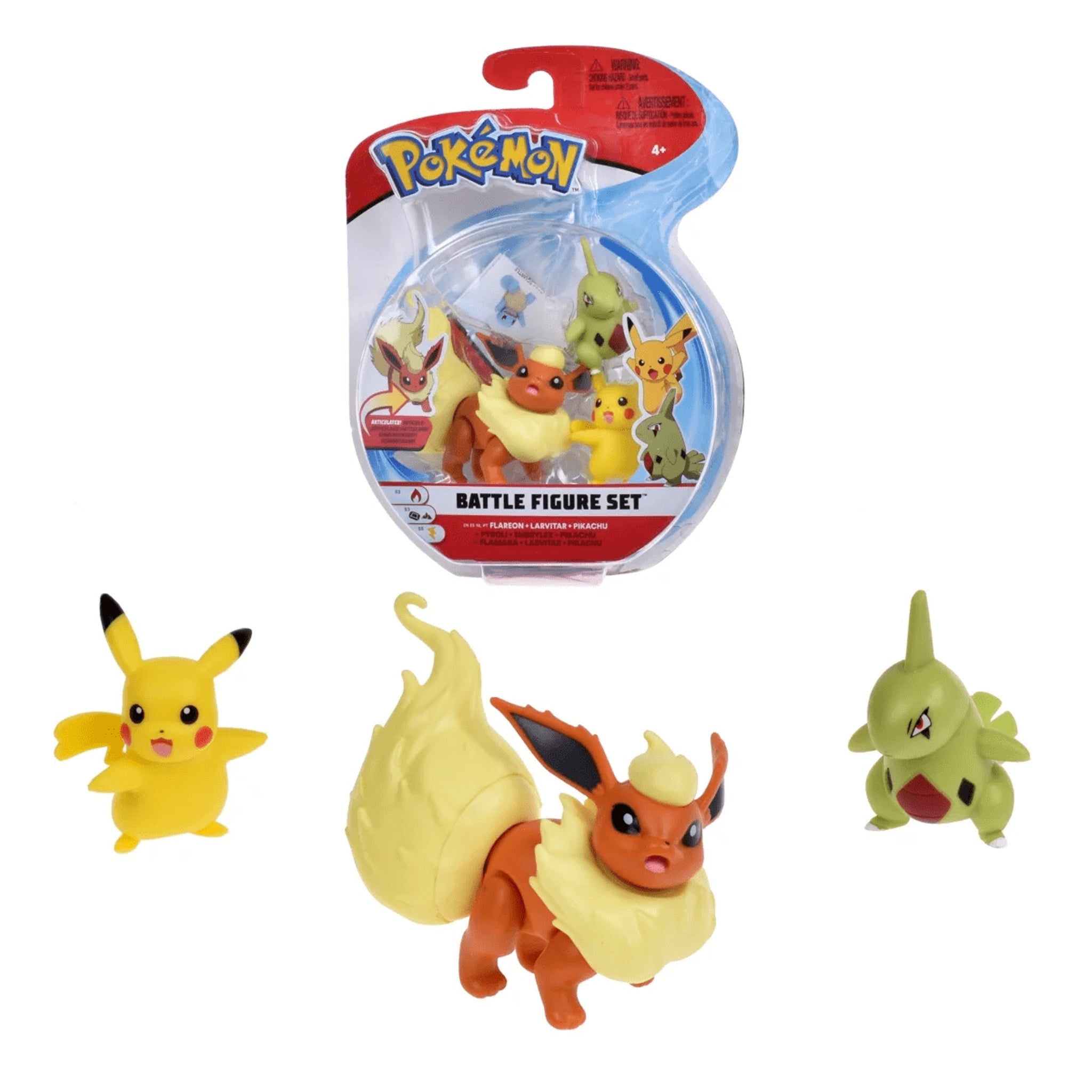 Pokemon Battle Figure Set - Flareon, Larvitar & Pikachu – Animal