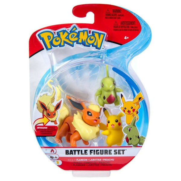Pokemon Battle Figure Set - Flareon, Larvitar & Pikachu
