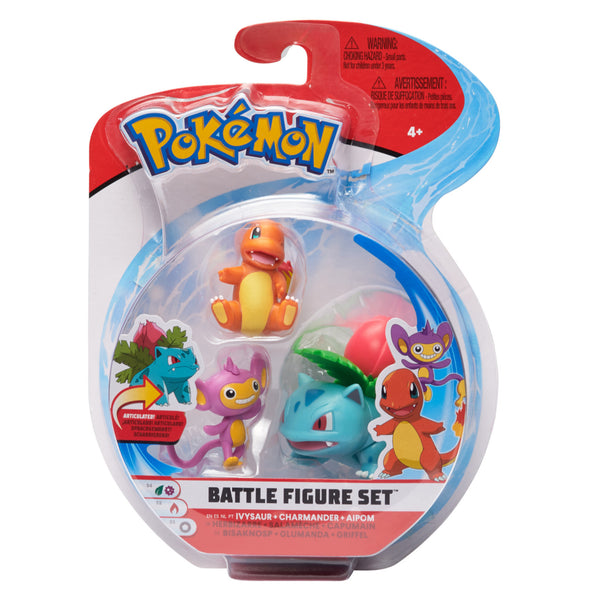Pokemon Battle Figure Set - Ivysaur, Charmander and Aipom