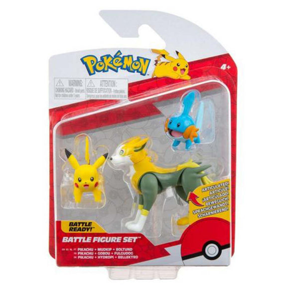 Pokemon Battle Figure Set - Mudkip, Pikachu & Boltund