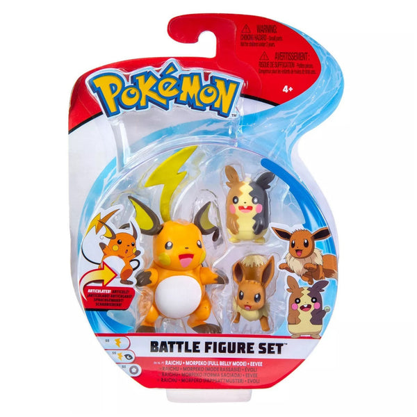 Pokemon Battle Figure Set - Raichu, Morpeko & Eevee