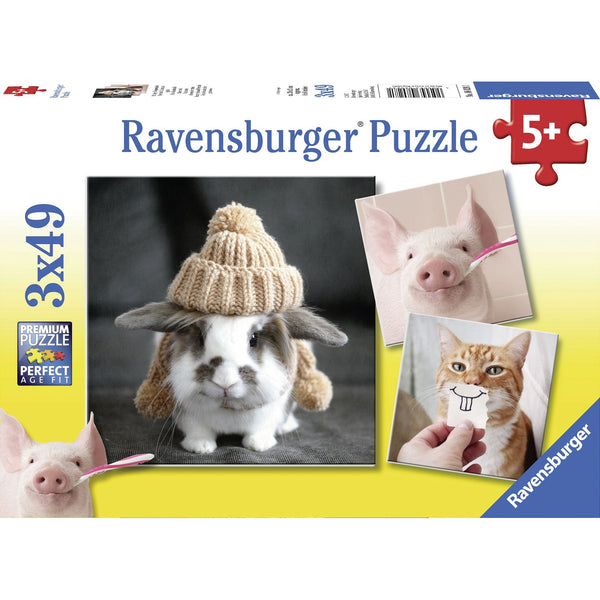 Ravensburger Funny Animal Portraits Puzzle 3x49pc-RB08028-1-Animal Kingdoms Toy Store