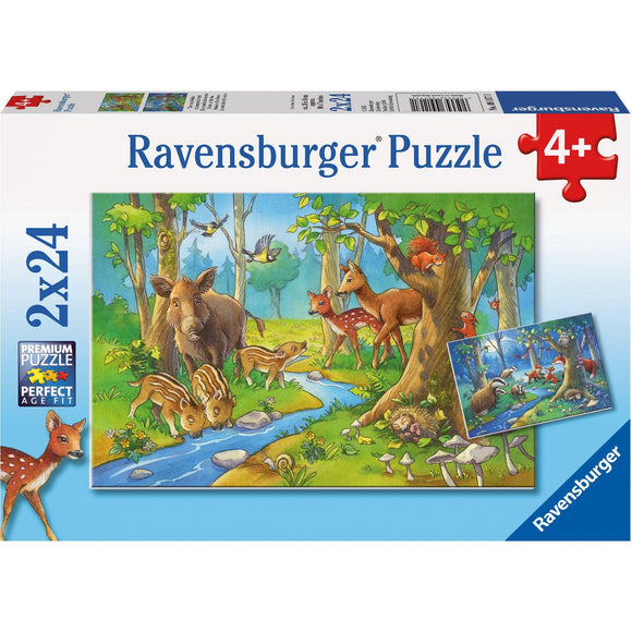 Ravensburger Cute Forest Animals Puzzle 2x24pc-RB09117-1-Animal Kingdoms Toy Store