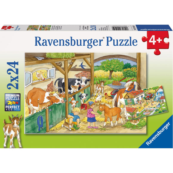 Ravensburger Merry Country Life Puzzle 2x24pc-RB09195-9-Animal Kingdoms Toy Store