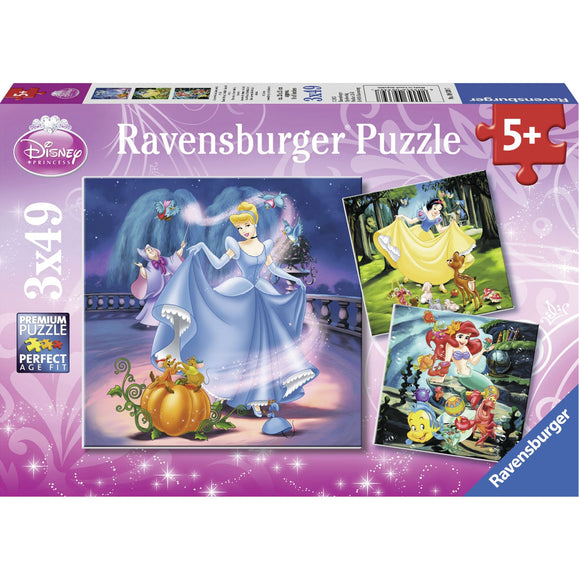 Ravensburger Disney Snow White Cinderella Ariel 3x49pc-RB09339-7-Animal Kingdoms Toy Store