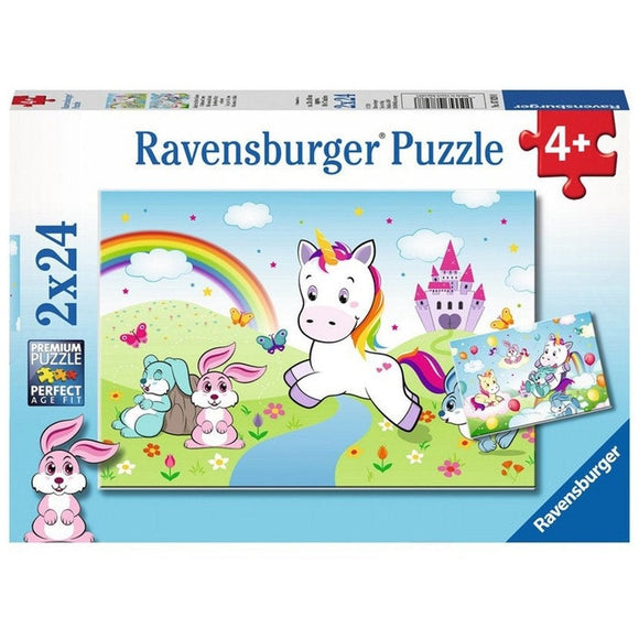 Ravensburger Puzzle Fairytale Unicorn 2x24pc-RB07828-8-Animal Kingdoms Toy Store