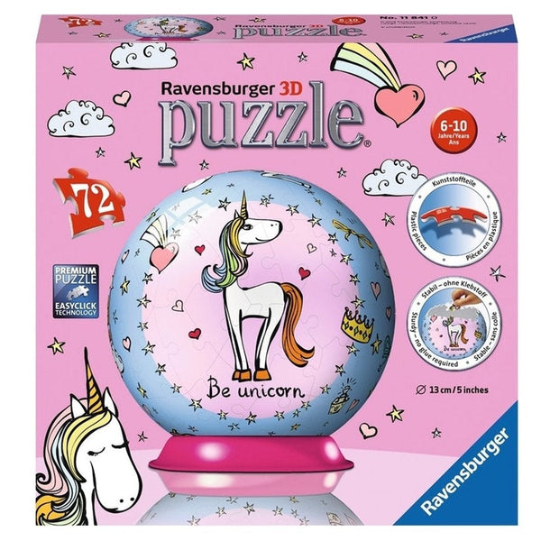Ravensburger 3D Unicorn Puzzleball 72pc-RB11841-0-Animal Kingdoms Toy Store