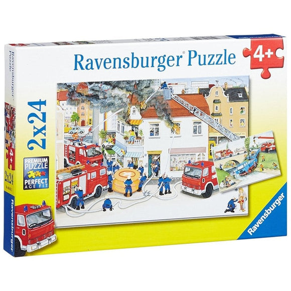 Ravensburger Busy Fire Brigade Puzzle 2x24pc-RB08851-5-Animal Kingdoms Toy Store