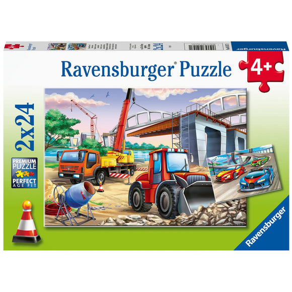 Ravensburger Construction and Cars 2x24pc-RB05157-1-Animal Kingdoms Toy Store