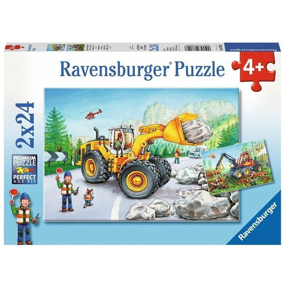 Ravensburger Diggers at Work Puzzle 2x24pc-RB07802-8-Animal Kingdoms Toy Store