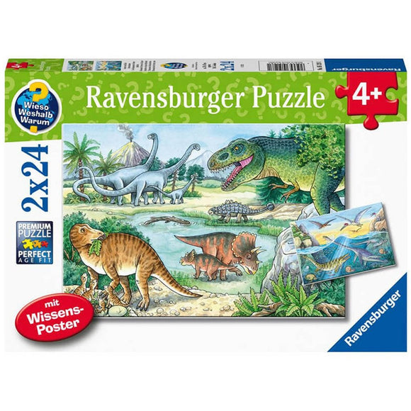 Ravensburger Dinosaurs of Land and Sea Puzzle 2x24pc-RB05128-1-Animal Kingdoms Toy Store