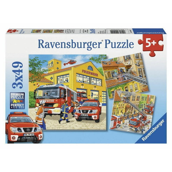 Ravensburger Fire Brigade Run Puzzle 3x49-RB09401-1-Animal Kingdoms Toy Store