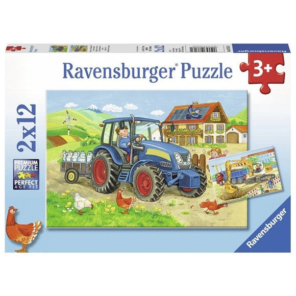 Ravensburger Hard at Work Puzzle 2x12pc-RB07616-1-Animal Kingdoms Toy Store
