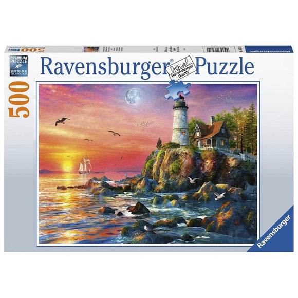 Ravensburger Lighthouse At Sunset Jigsaw Puzzle 500pc-RB16581-0-Animal Kingdoms Toy Store