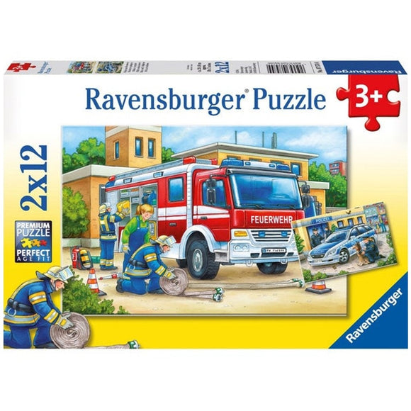 Ravensburger Police and Firefighters Puzzle 2x12pc-RB07574-4-Animal Kingdoms Toy Store