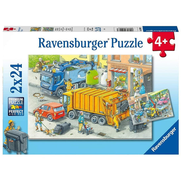 Ravensburger Working Trucks Puzzle 2x24 Pc-RB05096-3-Animal Kingdoms Toy Store