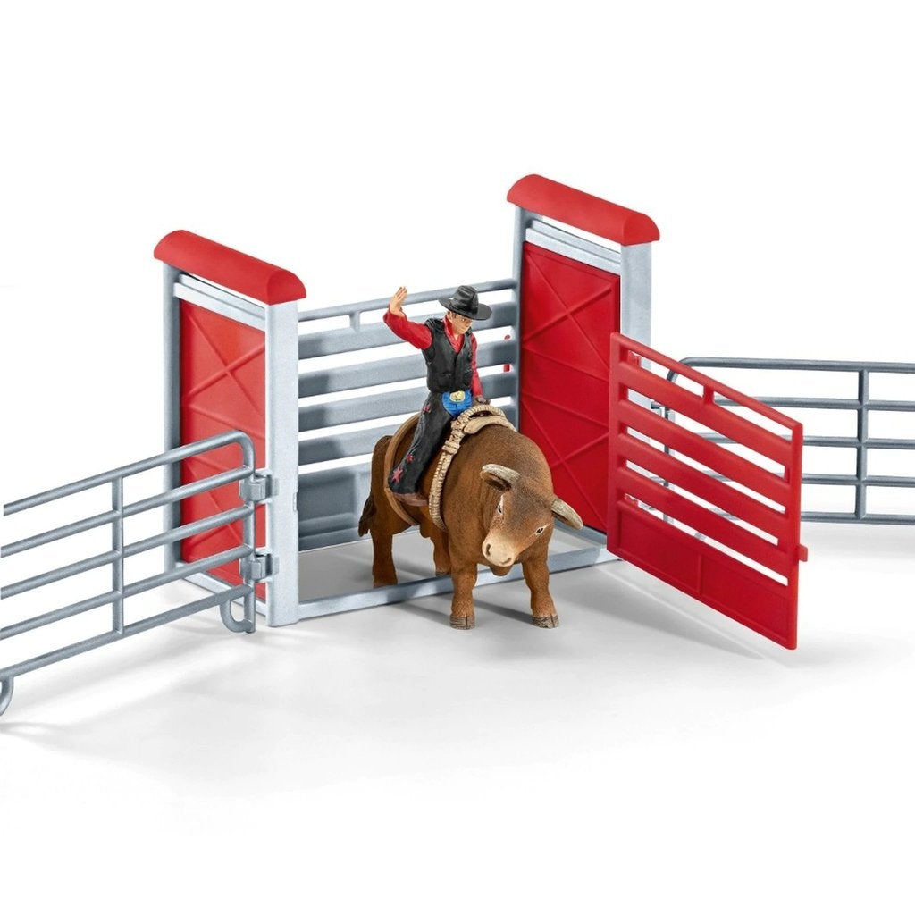 Schleich Bull Riding with Cowboy-41419-Animal Kingdoms Toy Store