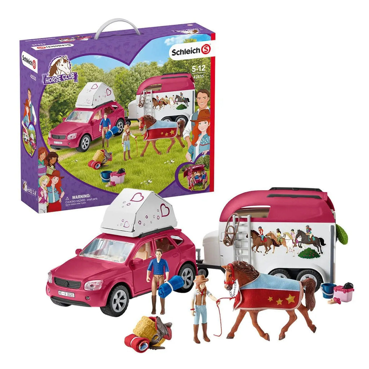 Schleich Adventure with Car and Horse Trailer-42535-Animal Kingdoms Toy Store