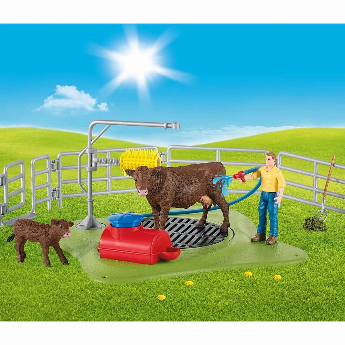Schleich Happy Cow Wash-42529-Animal Kingdoms Toy Store