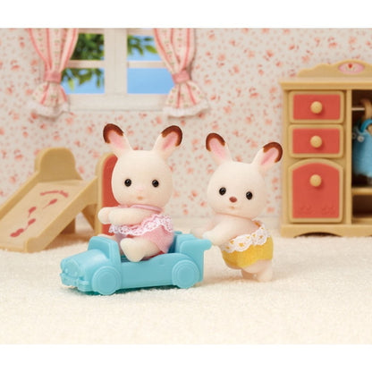 Sylvanian Families Chocolate Rabbit Twins with Ride-on-5420-Animal Kingdoms Toy Store