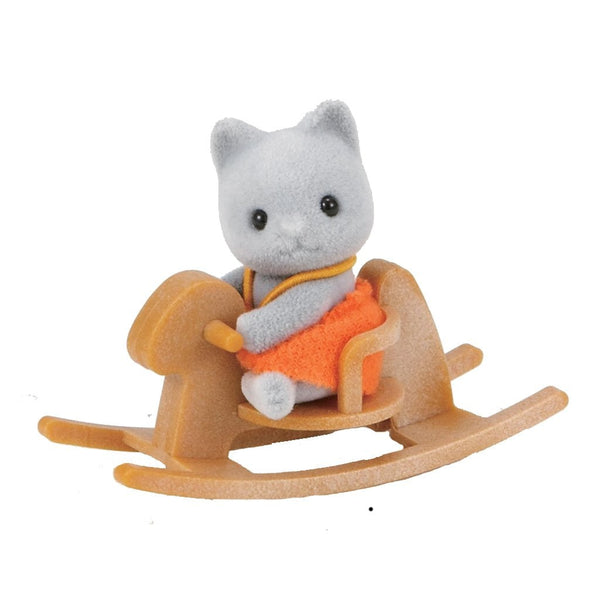 Sylvanian Families Grey Cat Baby with Rocking Horse-5135-Animal Kingdoms Toy Store