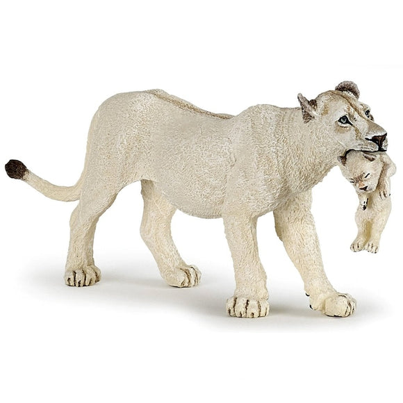 Papo White Lioness with Cub-50203-Animal Kingdoms Toy Store