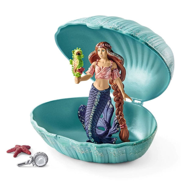 Schleich Mermaid with Baby Seahorse in Shell-70563-Animal Kingdoms Toy Store